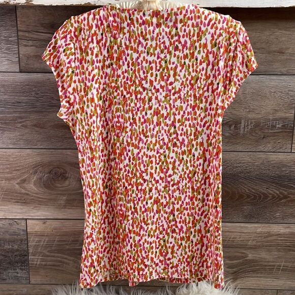 Josephine Studio Ladies Vneck Blouse, Petite Medium, White and Multicolor - Picture 5 of 6